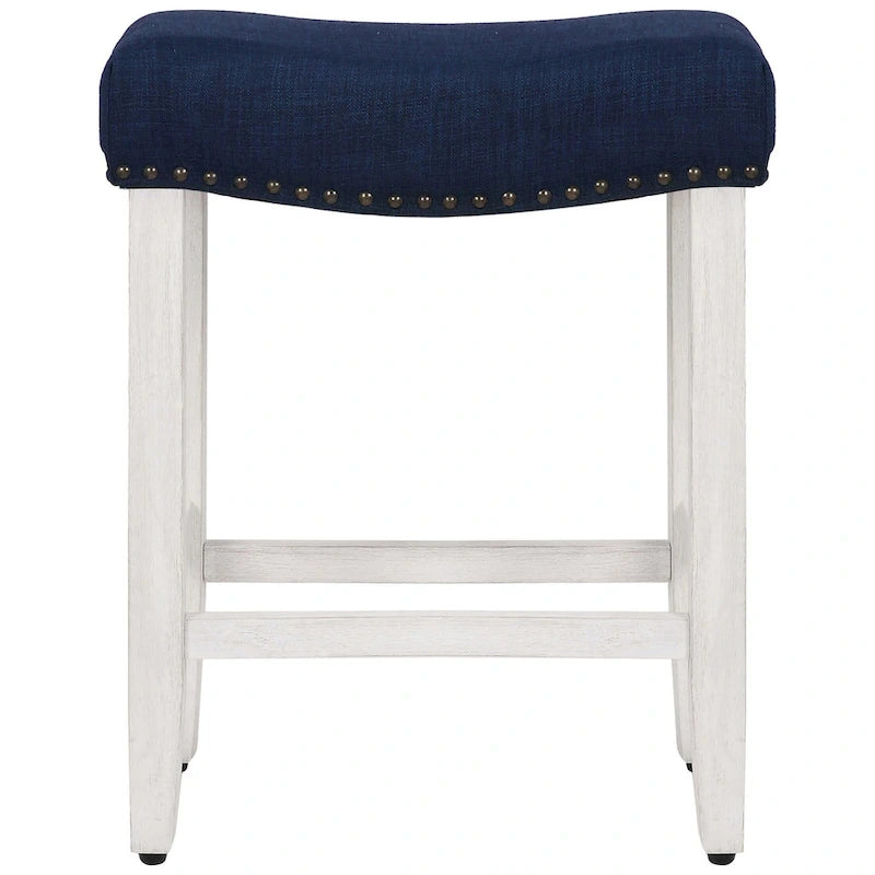 Tabouret de bar Jameson en polyester blanc antique, 61 cm (24 pouces), recouvert de tissu,