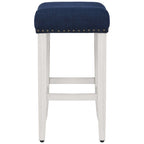 Tabouret de bar Jameson en polyester blanc antique, 61 cm (24 pouces), recouvert de tissu,