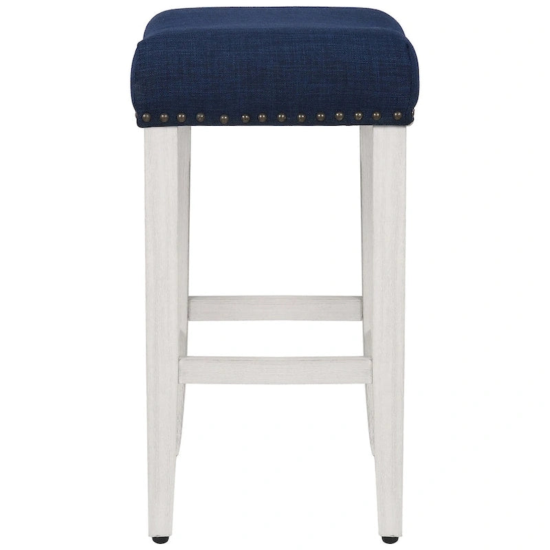 Tabouret de bar Jameson en polyester blanc antique, 61 cm (24 pouces), recouvert de tissu,