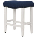 Tabouret de bar Jameson en polyester blanc antique, 61 cm (24 pouces), recouvert de tissu,