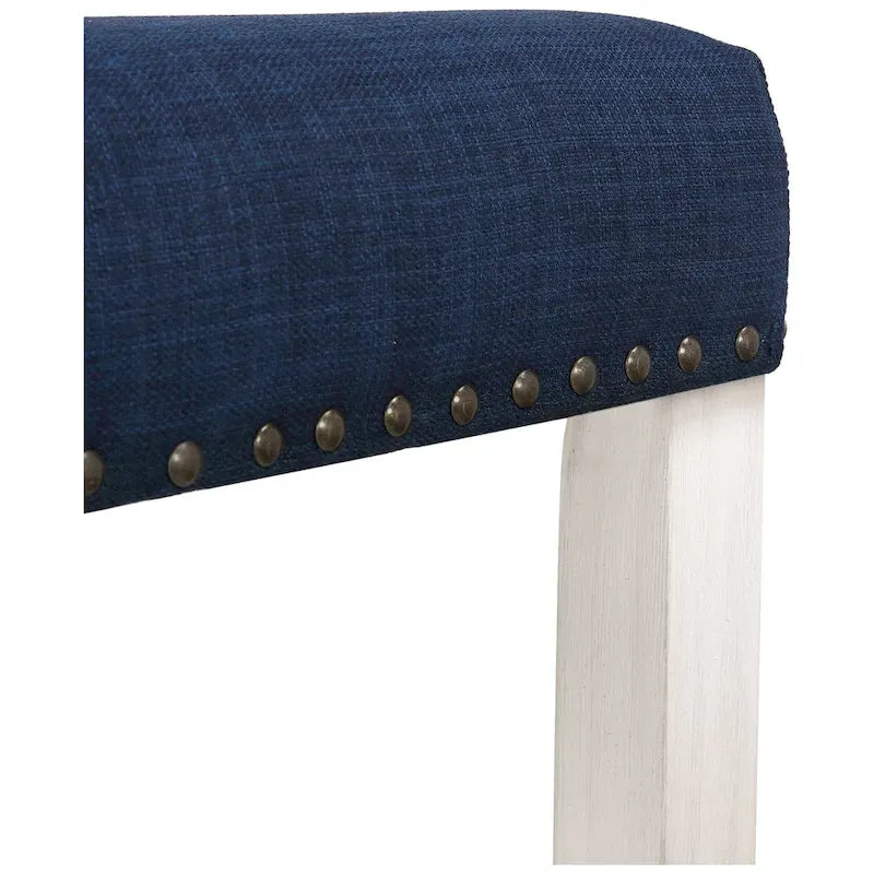 Tabouret de bar Jameson en polyester blanc antique, 61 cm (24 pouces), recouvert de tissu,