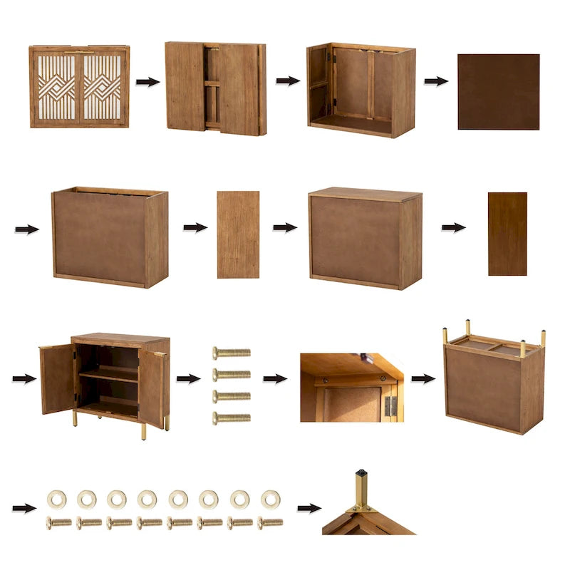 Commode de rangement COZAYH style ferme, buffet d'appoint en bois à 2 portes pour salon, couloir, chambre, salle à manger