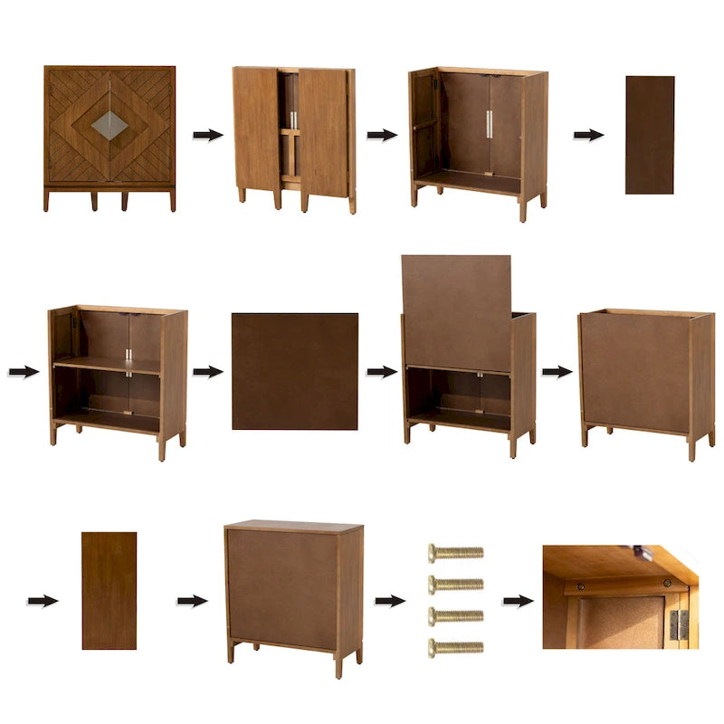 Commode de rangement COZAYH style ferme, buffet d'appoint en bois à 2 portes pour salon, couloir, chambre, salle à manger