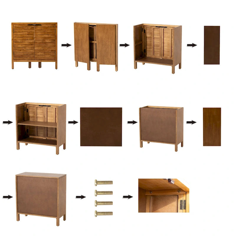 Commode de rangement COZAYH style ferme, buffet d'appoint en bois à 2 portes pour salon, couloir, chambre, salle à manger