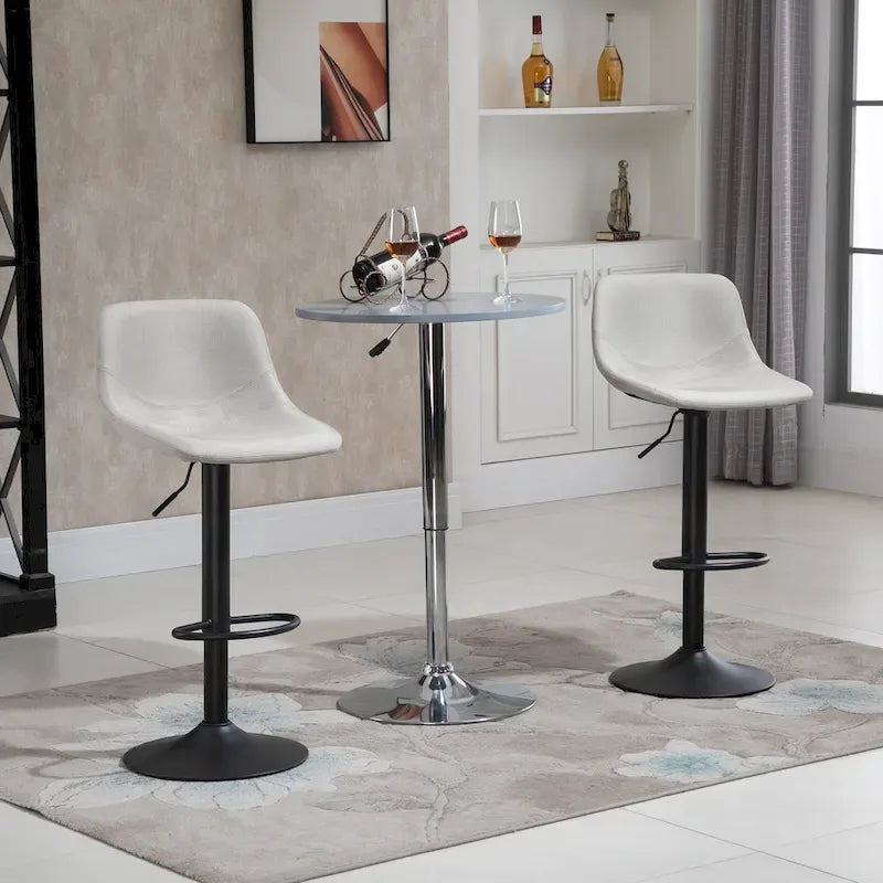 HOMCOM Swivel Bar Stools Set of 2 Bar Chairs Adjustable Height Barstools Padded with Back for Kitchen, Counter, and Home Bar