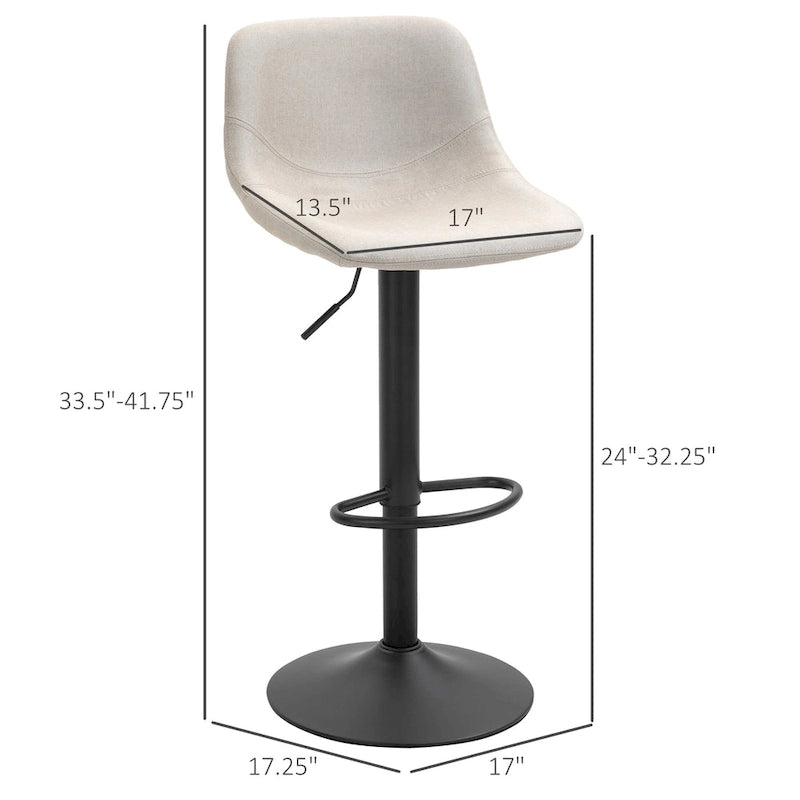 Ensemble de 2 tabourets de bar pivotants HOMCOM, hauteur réglable, rembourrés et avec dossier, pour la cuisine, le comptoir et le bar à domicile.