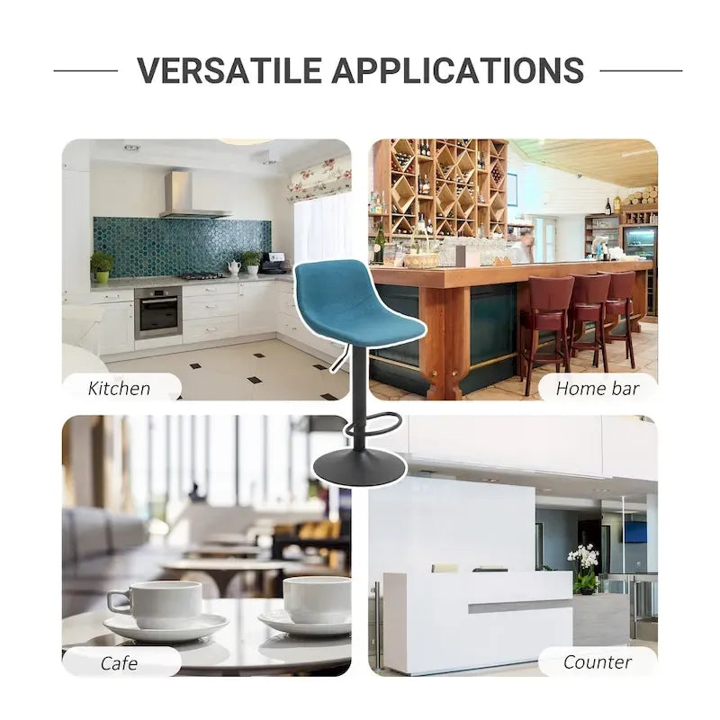 Ensemble de 2 tabourets de bar pivotants HOMCOM, hauteur réglable, rembourrés et avec dossier, pour la cuisine, le comptoir et le bar à domicile.