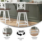 Tabouret de bar pivotant en bois de style ferme moderne