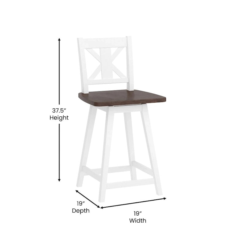 Tabouret de bar pivotant en bois de style ferme moderne