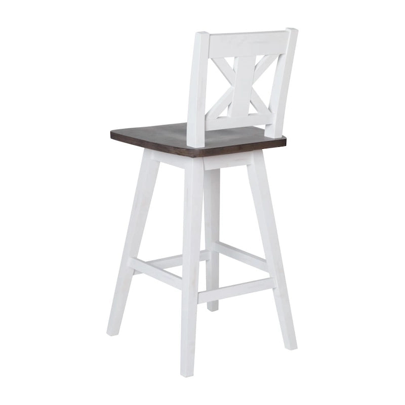 Tabouret de bar pivotant en bois de style ferme moderne