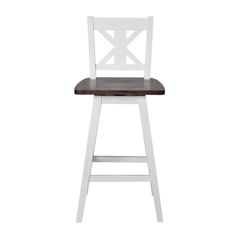 Tabouret de bar pivotant en bois de style ferme moderne