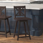 Tabouret de bar pivotant en bois de style ferme moderne