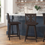 Tabouret de bar pivotant en bois de style ferme moderne