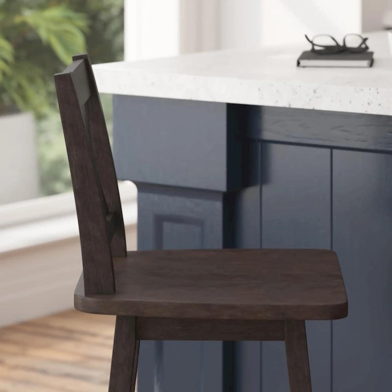 Tabouret de bar pivotant en bois de style ferme moderne