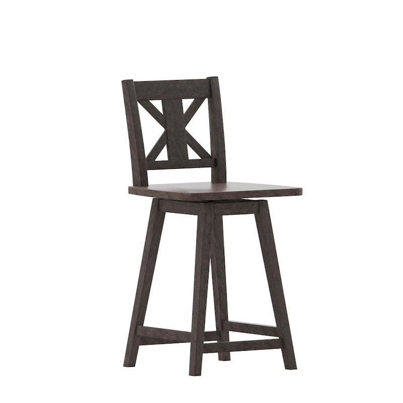 Tabouret de bar pivotant en bois de style ferme moderne
