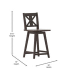 Tabouret de bar pivotant en bois de style ferme moderne