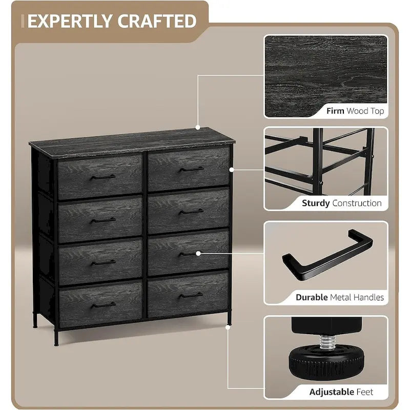 Commode à 8 tiroirs pour chambre à coucher, commode pour chambre à coucher