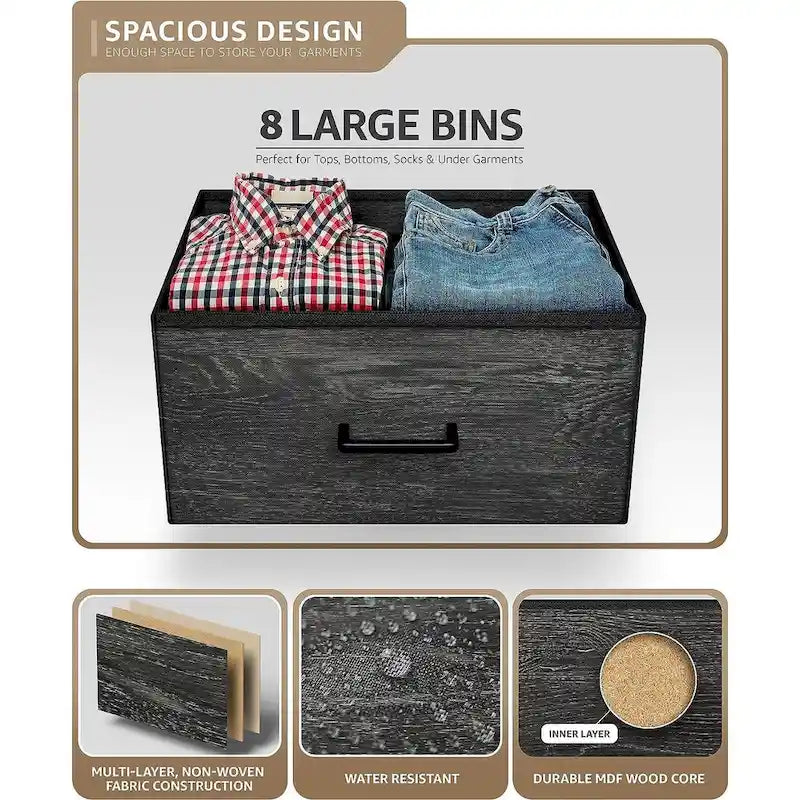 Commode à 8 tiroirs pour chambre à coucher, commode pour chambre à coucher