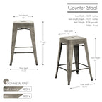Tabourets de comptoir de patio en métal Carbon Loft Athos pour intérieur et extérieur (ensemble de 4)