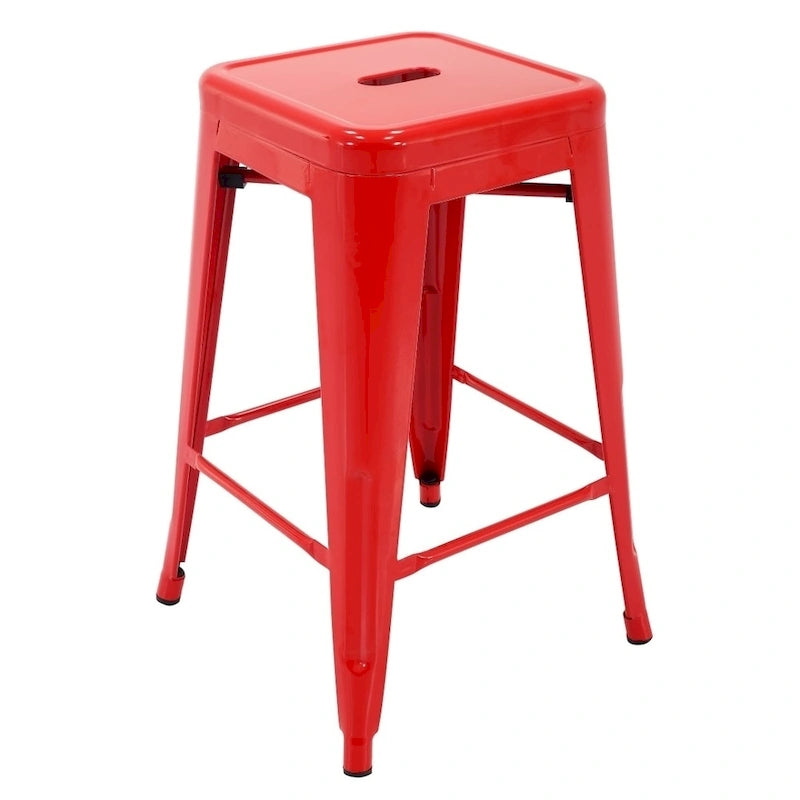 Tabourets de comptoir de patio en métal Carbon Loft Athos pour intérieur et extérieur (ensemble de 4)