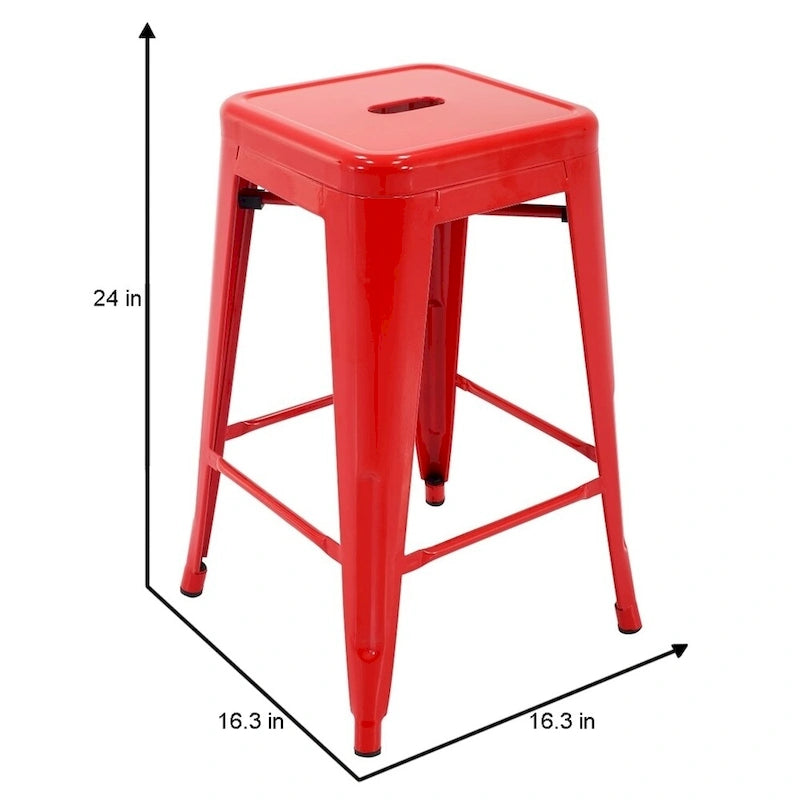 Tabourets de comptoir de patio en métal Carbon Loft Athos pour intérieur et extérieur (ensemble de 4)
