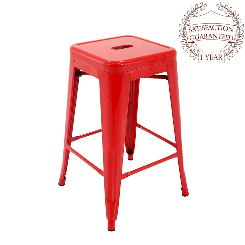 Tabourets de comptoir de patio en métal Carbon Loft Athos pour intérieur et extérieur (ensemble de 4)