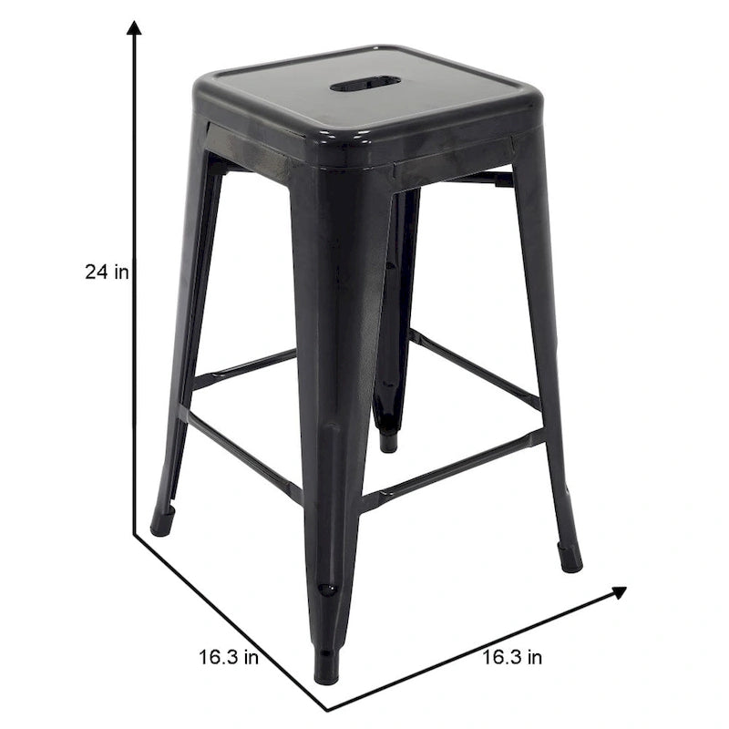 Tabourets de comptoir de patio en métal Carbon Loft Athos pour intérieur et extérieur (ensemble de 4)