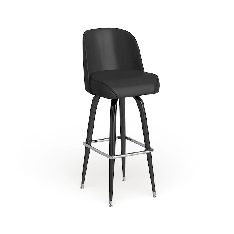 Lot de 2 tabourets de bar en métal avec assise baquet pivotante en vinyle et repose-pieds - 47 cm (P) x 47 cm (L) x 108 cm (H)