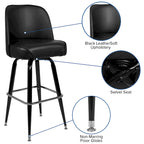 Lot de 2 tabourets de bar en métal avec assise baquet pivotante en vinyle et repose-pieds - 47 cm (P) x 47 cm (L) x 108 cm (H)