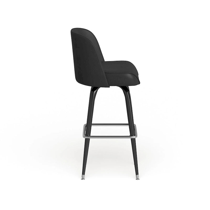 Lot de 2 tabourets de bar en métal avec assise baquet pivotante en vinyle et repose-pieds - 47 cm (P) x 47 cm (L) x 108 cm (H)