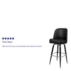 Lot de 2 tabourets de bar en métal avec assise baquet pivotante en vinyle et repose-pieds - 47 cm (P) x 47 cm (L) x 108 cm (H)