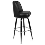 Lot de 2 tabourets de bar en métal avec assise baquet pivotante en vinyle et repose-pieds - 47 cm (P) x 47 cm (L) x 108 cm (H)