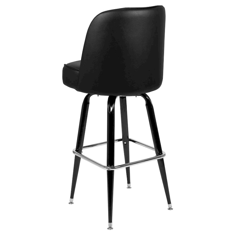 Lot de 2 tabourets de bar en métal avec assise baquet pivotante en vinyle et repose-pieds - 47 cm (P) x 47 cm (L) x 108 cm (H)