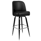 Lot de 2 tabourets de bar en métal avec assise baquet pivotante en vinyle et repose-pieds - 47 cm (P) x 47 cm (L) x 108 cm (H)