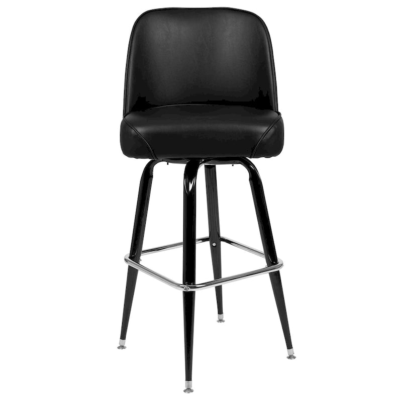 Lot de 2 tabourets de bar en métal avec assise baquet pivotante en vinyle et repose-pieds - 47 cm (P) x 47 cm (L) x 108 cm (H)