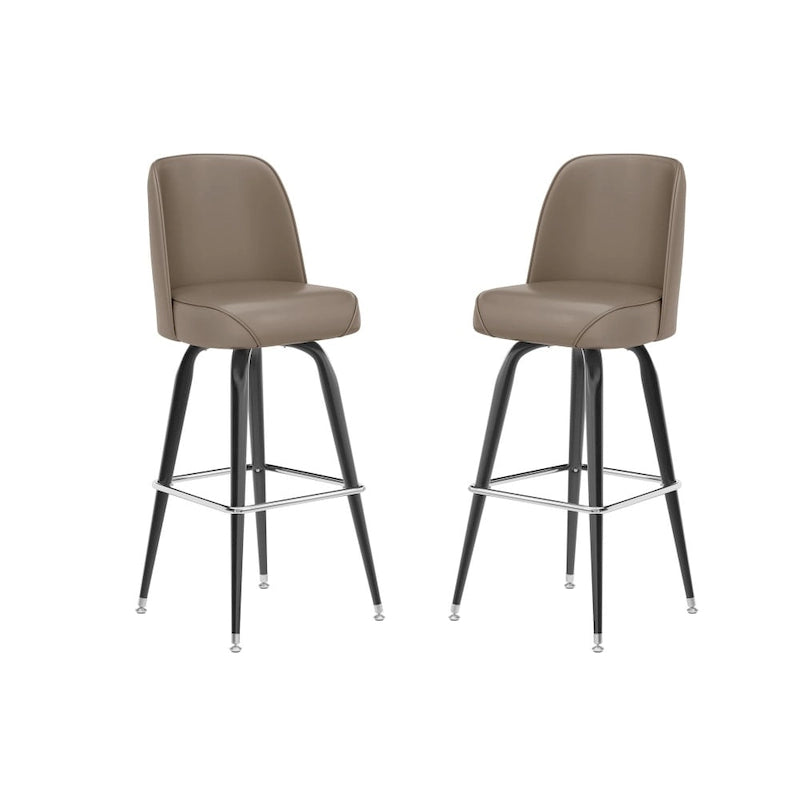 Lot de 2 tabourets de bar en métal avec assise baquet pivotante en vinyle et repose-pieds - 47 cm (P) x 47 cm (L) x 108 cm (H)