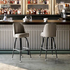 Lot de 2 tabourets de bar en métal avec assise baquet pivotante en vinyle et repose-pieds - 47 cm (P) x 47 cm (L) x 108 cm (H)