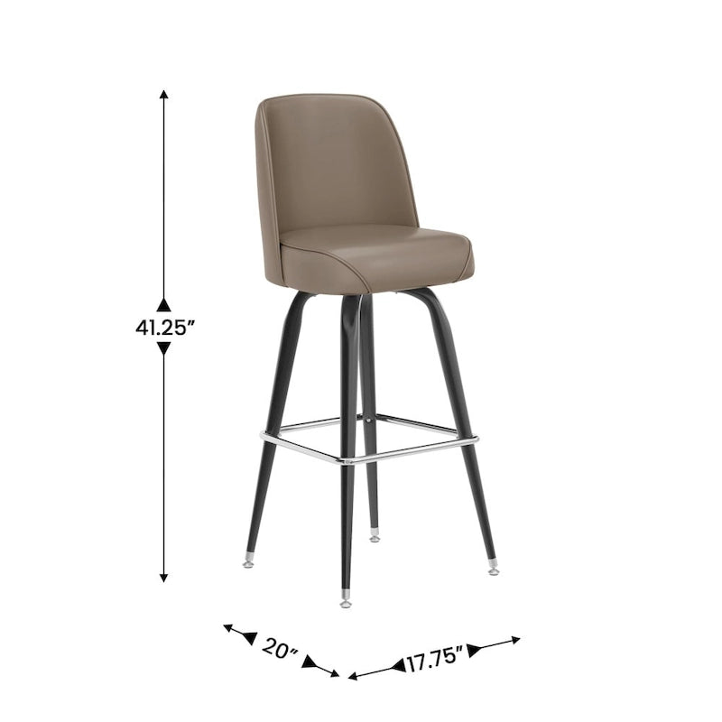 Lot de 2 tabourets de bar en métal avec assise baquet pivotante en vinyle et repose-pieds - 47 cm (P) x 47 cm (L) x 108 cm (H)