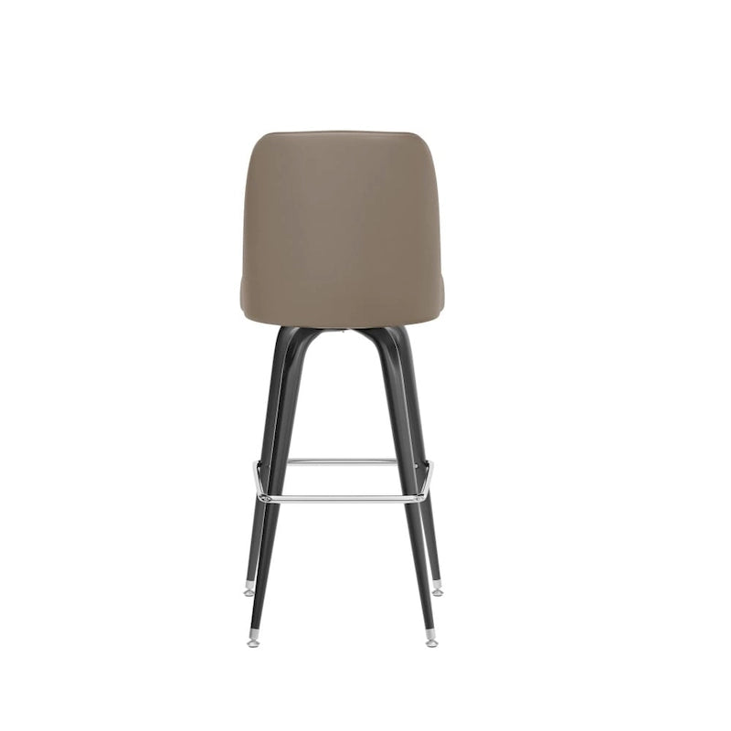 Lot de 2 tabourets de bar en métal avec assise baquet pivotante en vinyle et repose-pieds - 47 cm (P) x 47 cm (L) x 108 cm (H)
