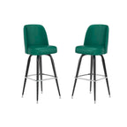 Lot de 2 tabourets de bar en métal avec assise baquet pivotante en vinyle et repose-pieds - 47 cm (P) x 47 cm (L) x 108 cm (H)