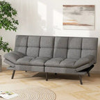 Canapé-lit futon en mousse à mémoire de forme, revêtement en similicuir, accoudoirs inclinables et réglables, idéal pour les petits espaces, gris.