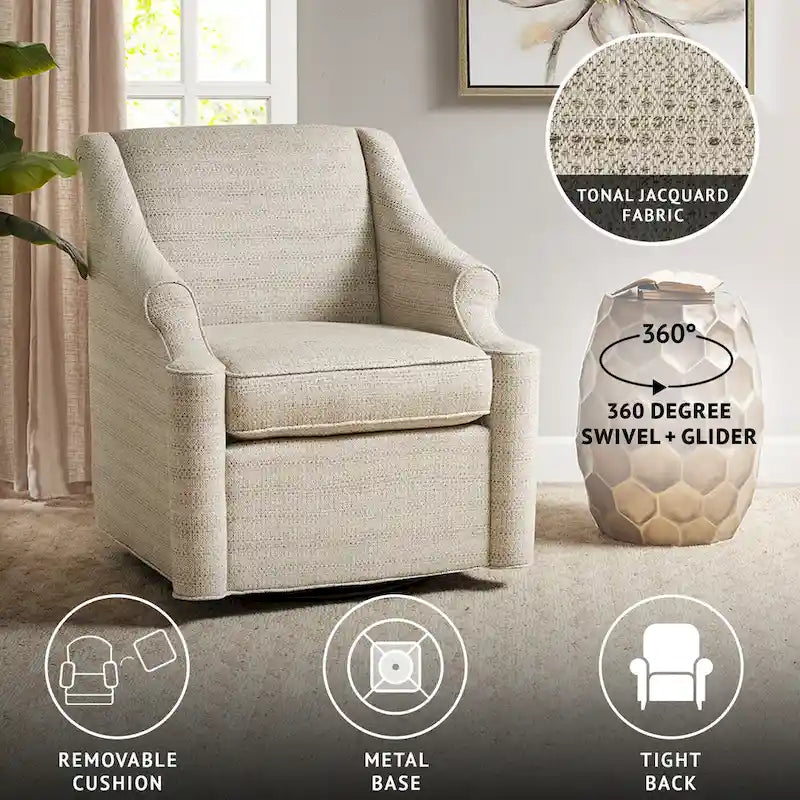 Fauteuil à bascule pivotant à 360 degrés Madison Park Benton Tan