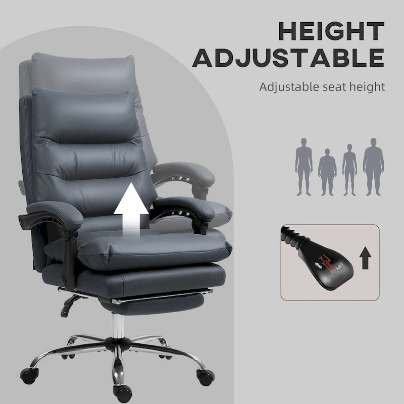 Fauteuil de bureau massant inclinable chauffant à vibrations en microfibre Vinsetto