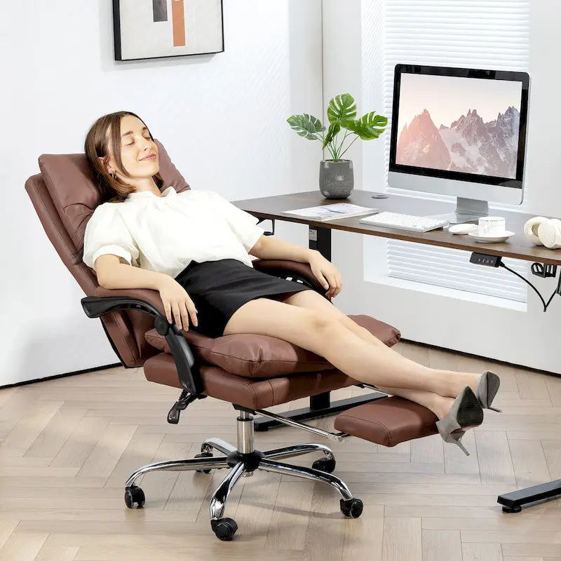 Fauteuil de bureau massant inclinable chauffant à vibrations en microfibre Vinsetto