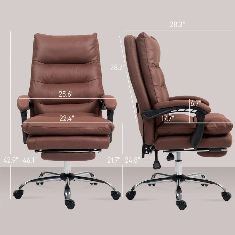 Fauteuil de bureau massant inclinable chauffant à vibrations en microfibre Vinsetto
