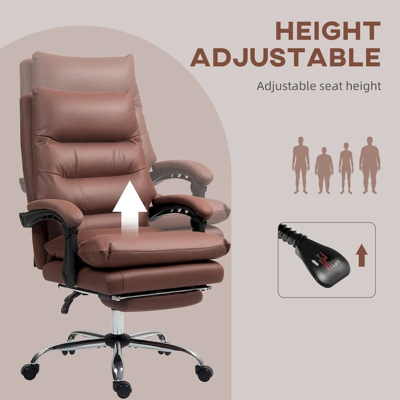 Fauteuil de bureau massant inclinable chauffant à vibrations en microfibre Vinsetto