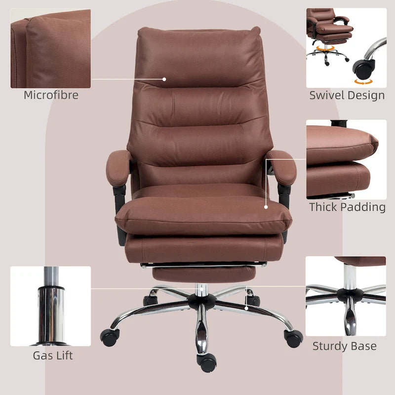 Fauteuil de bureau massant inclinable chauffant à vibrations en microfibre Vinsetto