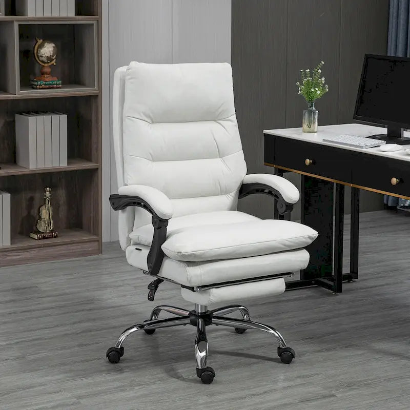 Fauteuil de bureau massant inclinable chauffant à vibrations en microfibre Vinsetto