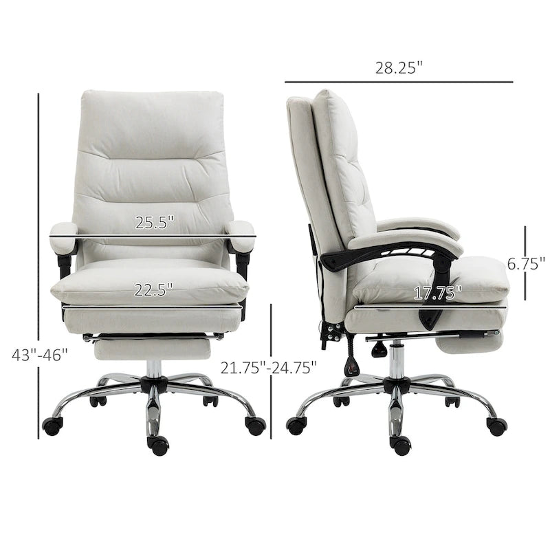 Fauteuil de bureau massant inclinable chauffant à vibrations en microfibre Vinsetto