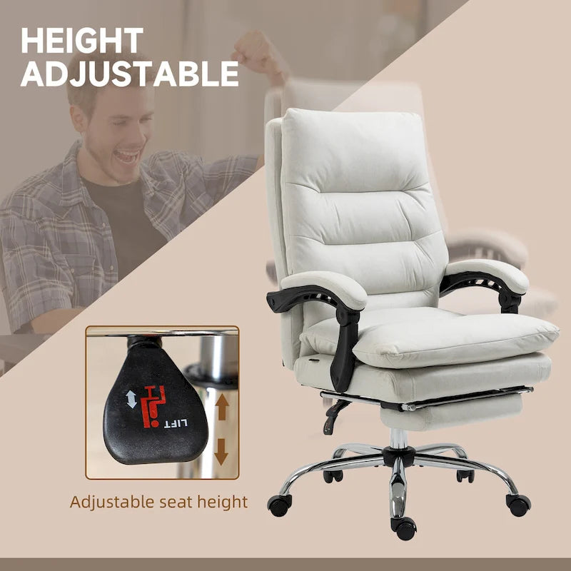 Fauteuil de bureau massant inclinable chauffant à vibrations en microfibre Vinsetto